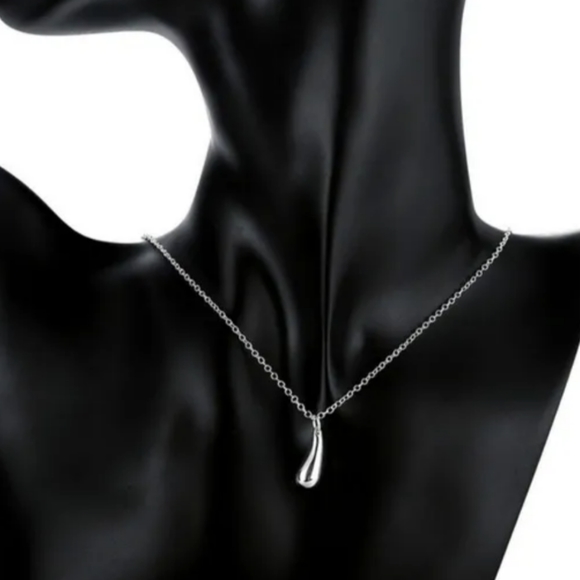 925 Sterling Silver Waterdrop Jewelry Set Bracelet Necklace Earrings Ring - Picture 15 of 16